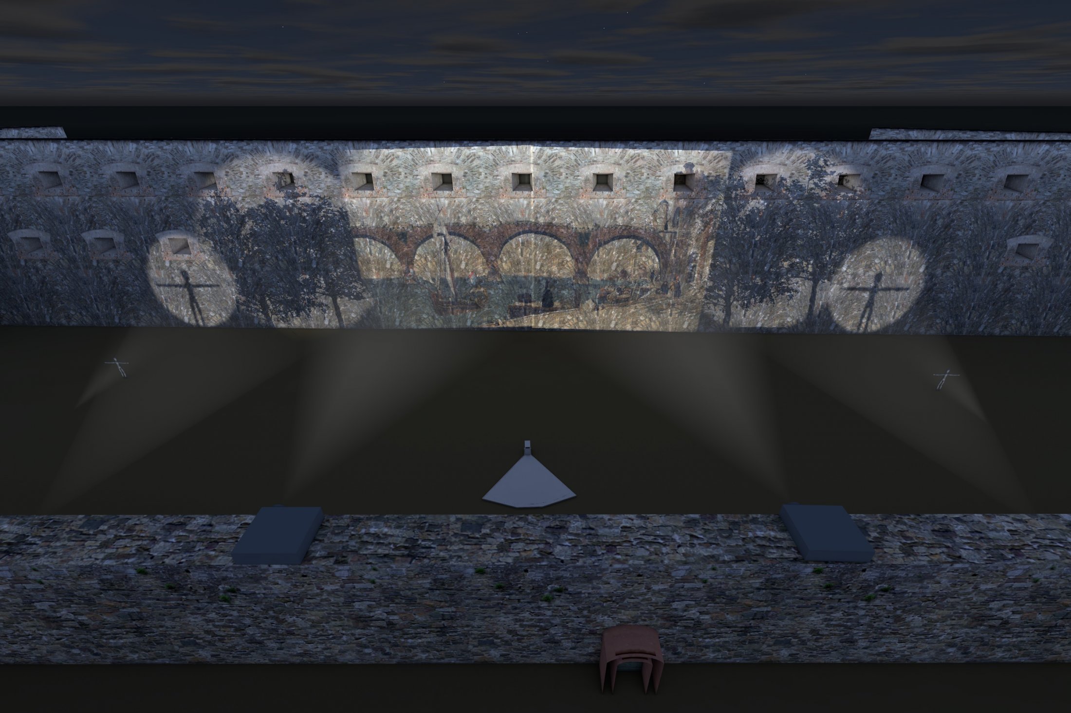 Frontal Mit Personenschatten