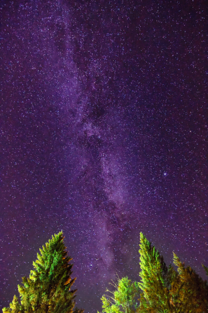 Die Milchstraße über Kananaskis, Kanada.